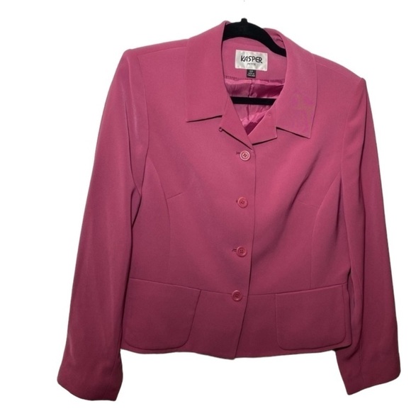 Kasper ASL Blaser Jacket w/ Button Down Font and Collar. Size 12P Color: Pink - Picture 15 of 15